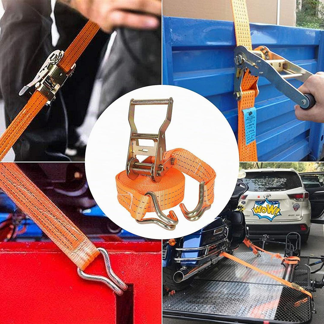 SENENQU 4 Sätze à 3000 kg Spanngurte mit Ratsche und Haken 6 m x 38 mm, Zurrgurt mit Ratsche und Hak