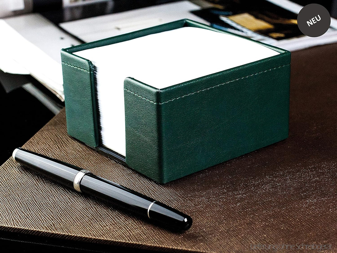 DELMON VARONE - Zettelkasten aus veganem Kunstleder Grün - Zettelbox inkl. 500 Blatt Papier - Notizz