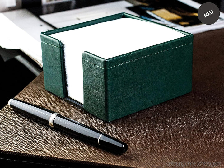 DELMON VARONE - Zettelkasten aus veganem Kunstleder Grün - Zettelbox inkl. 500 Blatt Papier - Notizz
