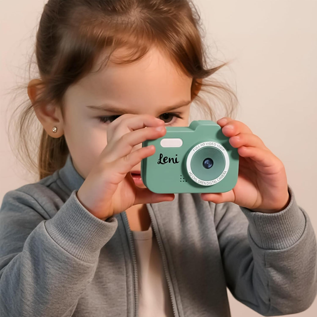 Personalisierbare Digitalkamera Kinder Grün – robuste Kinderkamera mit Fotos & Videos – für Kinder a