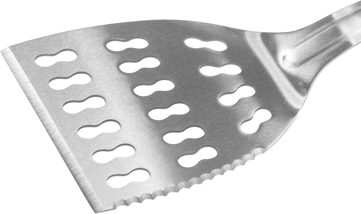 Grill- und Pfannenwender Edelstahl, Zedernholz Griffe mit Sägekante für Grill, BBQ, Plancha, Smash B