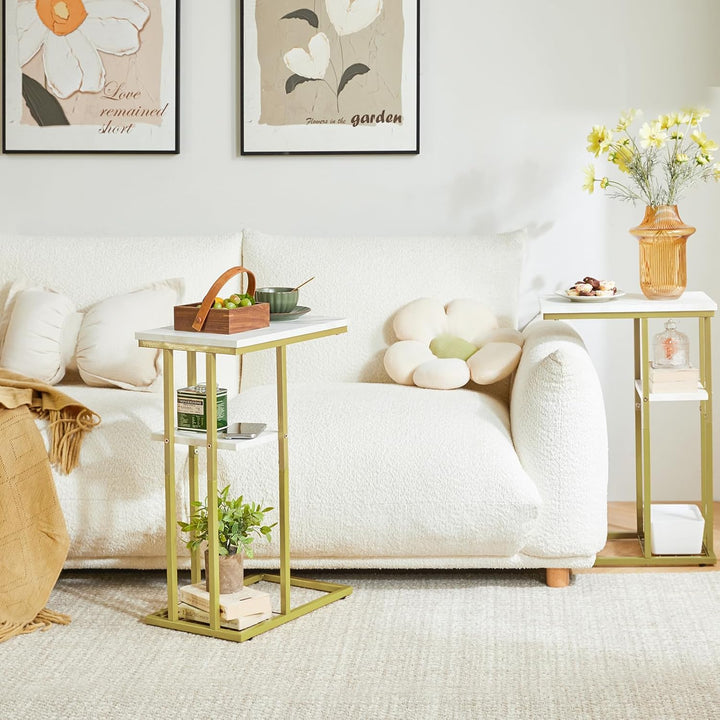 YMYNY Beistelltisch Kaffeetisch C-Form, Eleganter Kleiner Sofatisch, Industrie-Design 2er-Set,40 X 2