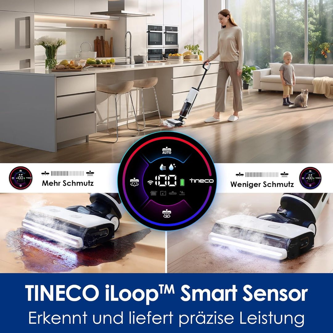 Tineco Floor ONE S7 Steam Schnurloser Dampfreiniger, Dampfmop für Verschmutzungen auf Hartböden mit