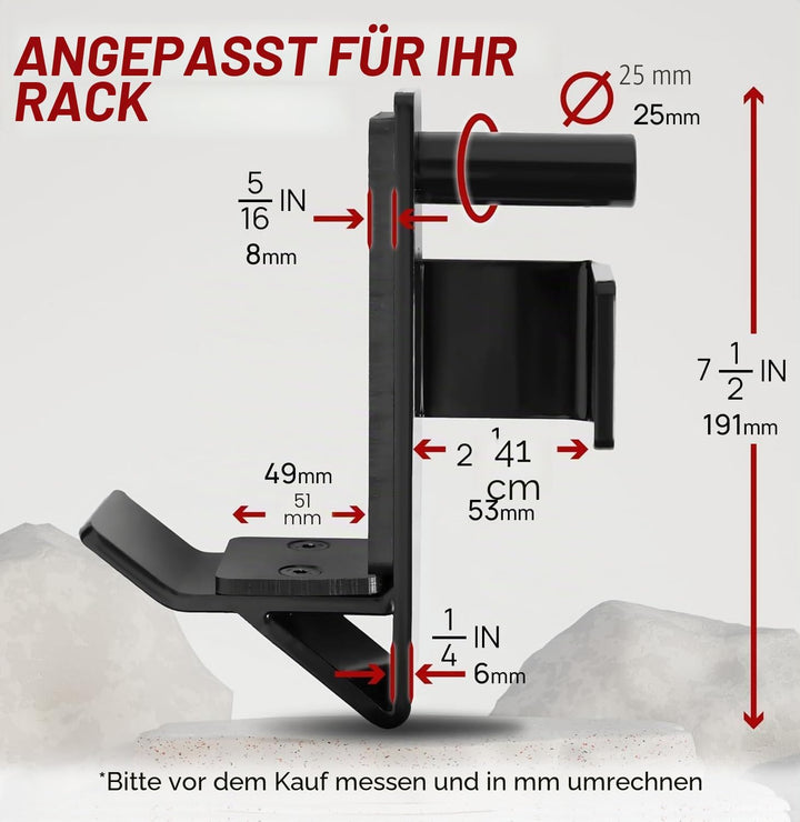 Yes4All Stahl J-Haken Squat Rack 2x2/3x3 mit schützendem UHMW-Pad - Power Rack Befestigung Barbell H