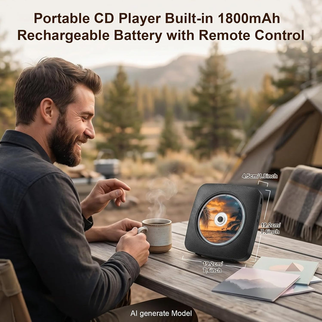 Gueray Desktop CD Player Bluetooth CD-Spieler mit Lautsprechern für Zuhause 1800mAh Tragbarer CD-Pla