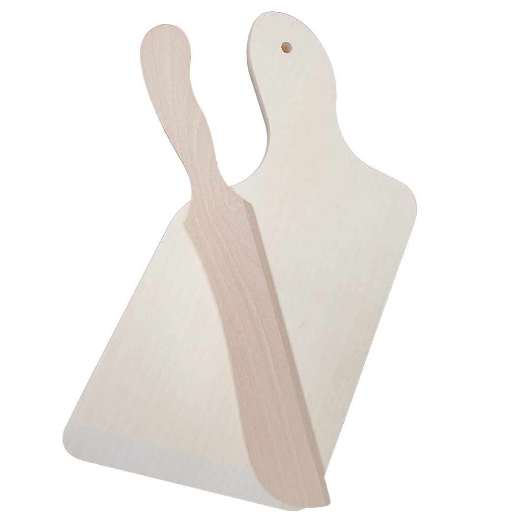 DEKOFANT Spätzlebrett Holz und Spätzle Messer ergonomisch I Spätzlehobel 29x15,5x1cm I links/rechts
