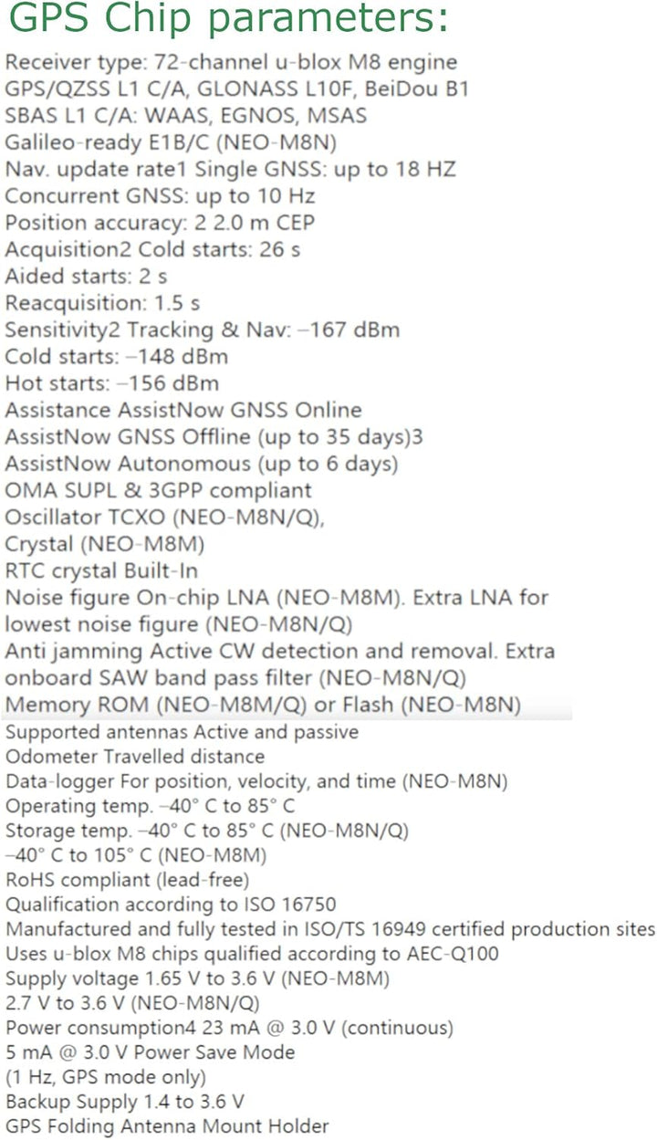 NEO-M8N GPS-Modul + klappbare Antennenhalterung