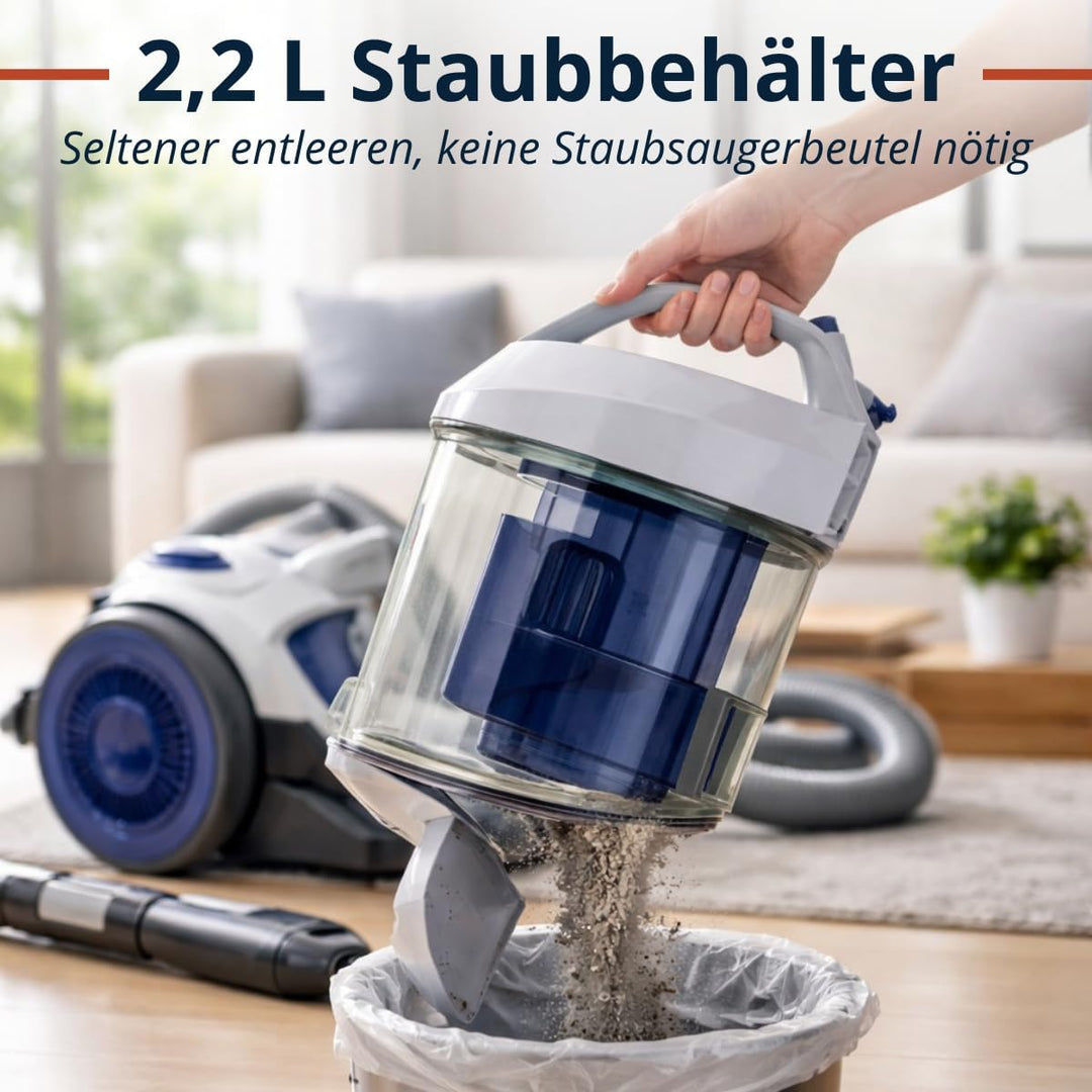 Dirt Devil Staubsauger ohne Beutel DD2503 – Staubsauger 800W HEPA 12 Filter – mit Kombibürste, Fugen