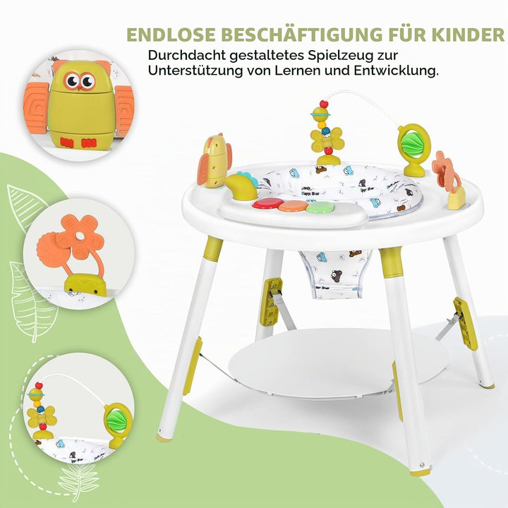 UBRAVOO Baby-Aktivitätszentrum, 3-in-1 Baby Lauflernhilfe mit abnehmbaren Spielzeugen und 360° Drehb