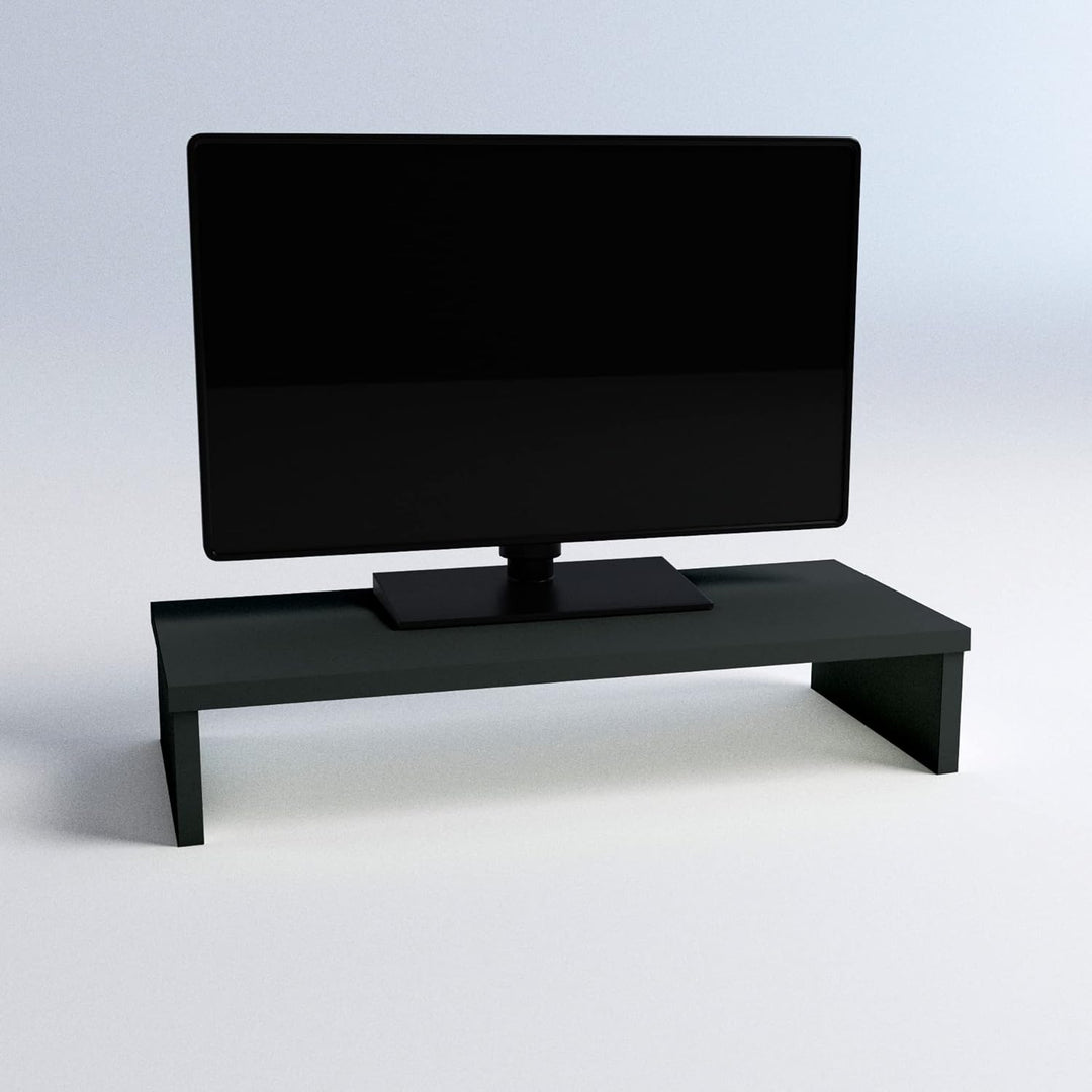 Henor Monitorständer TV-Bildschirmerhöhung in FSC® Holz 62 x 26.5 x 12 cm. Unterstützt 50 kg Graphit