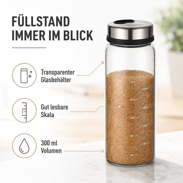 DOITOOL Gewürzgläser - 1 Stück 300 ml Runden Gewürzdosen - Gewürzstreuer Glas Gewürzbehälter , Drehb