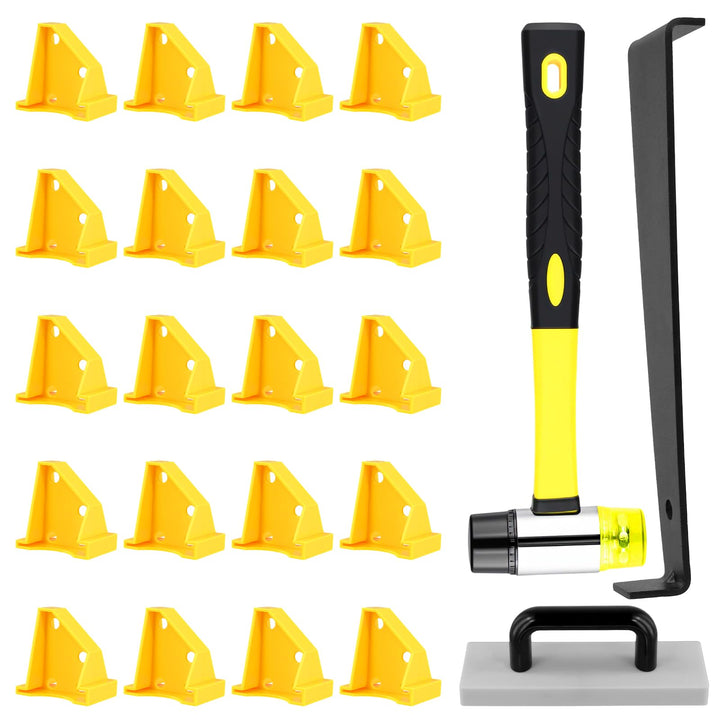 Laminat Verlegeset 23-teilig, Laminatboden Werkzeug Set mit Gummihammer, Zugeisen, Klopfblock mit Gr