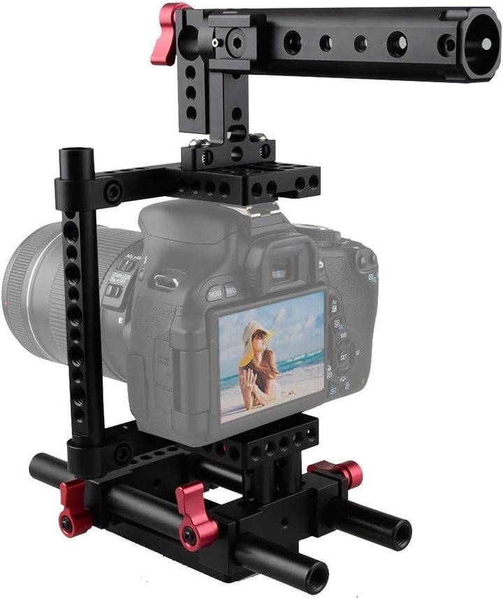 CAMVATE Kamera Käfig Rig Top Griff Stativanschluss Platte Kompatibel für Nikon Sony(rot)