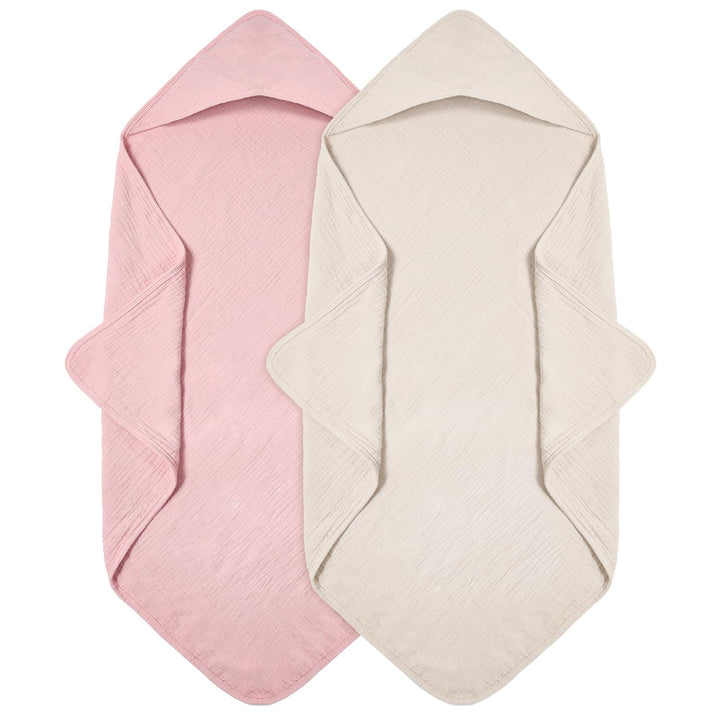 Kapuzenhandtuch Baby 2er-Pack, Musselin Baumwolle Baby Handtuch Kapuze, Weiche und Saugfähige Babyha