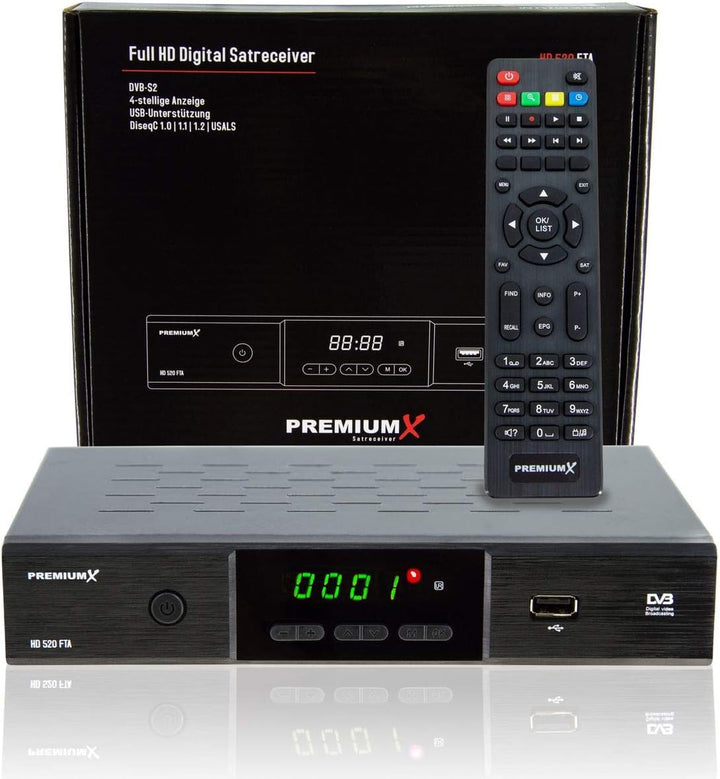 Premium X HD 520SE FTA Digital Satelliten Receiver DVB-S2 FullHD SAT Empfänger HDMI SCART USB Mediap