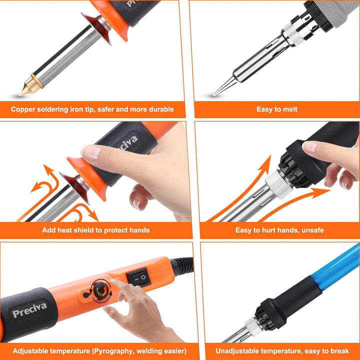 Preciva Brandmalerei Lötkolben Set, Preciva Brandmalerei Brandmalkolben Set mit 6 Brennspitzen Tempe