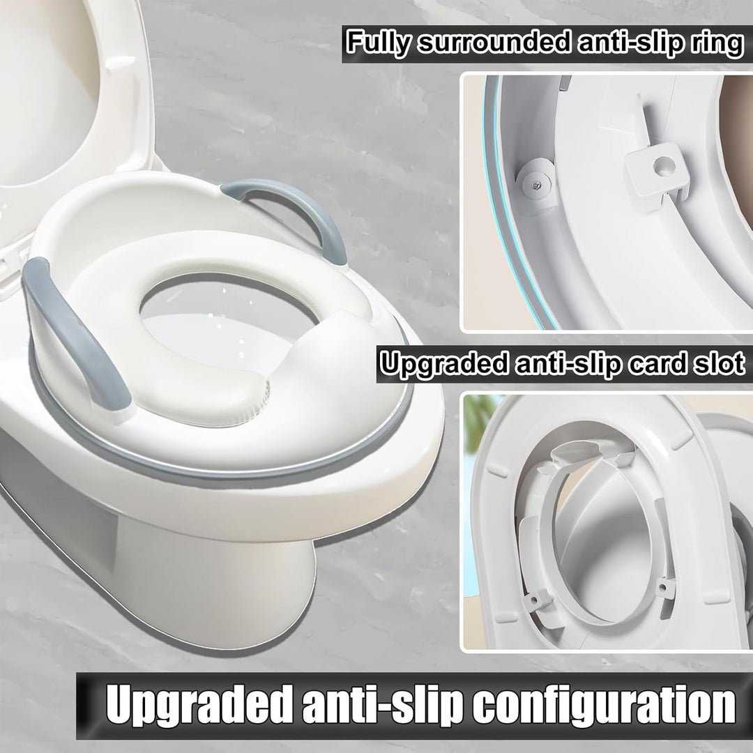 Toilettensitz Kinder 34.5cm, toilettenaufsatz kinder mit Seitliche Haltegriffe, Spritzschutz, PVC-Ki