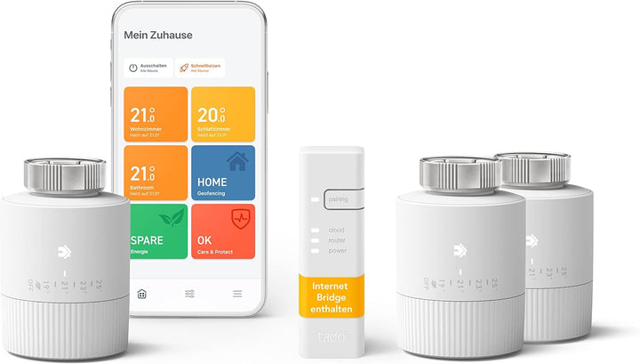 tado° BASIC smartes Heizkörperthermostat – Wifi Starter Kit V3+, inkl. 3 x Thermostat für Heizung –