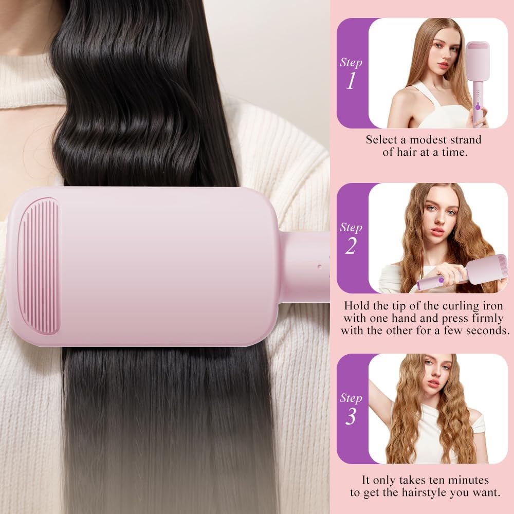 Welleneisen Lockenstab, Welleneisen für Haare Beach Waves, 32mm Lockenstab Grosse Locken mit 4 Einst