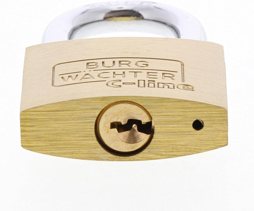 Burg Wächter Vorhängeschloss, 2er-Set, 6 mm Bügelstärke, 4 Schlüssel, Duo 222 40 SB, Messing, Bügels