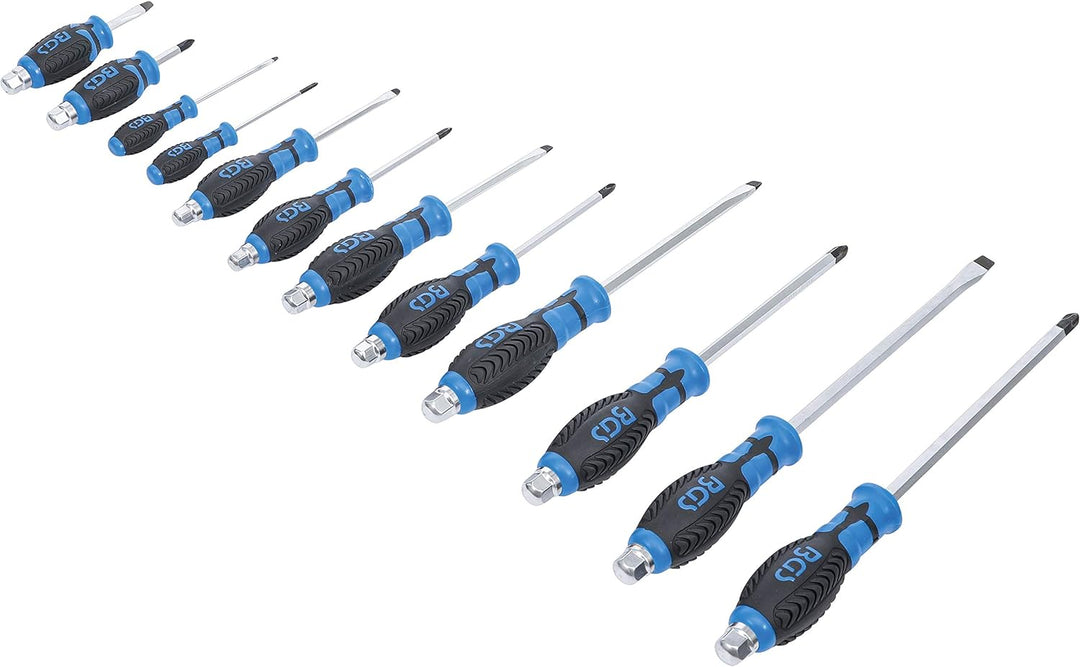 BGS 7895 | Schraubendreher-Satz | 12-tlg. | durchgehende Klinge mit Aussensechskant | Schlitz / Kreu