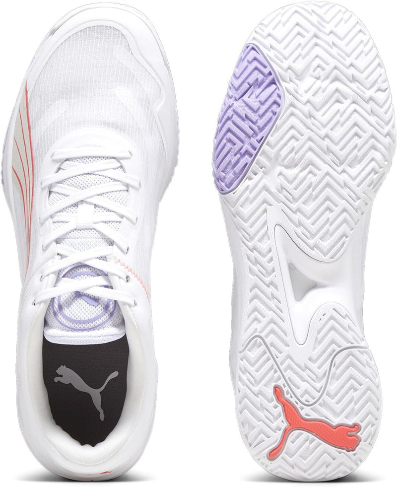 PUMA Unisex Beschleunigt Turbo W+ Hallenturnschuh 38.5 EU Puma White Fire Orchid Vivid Violet Sedate