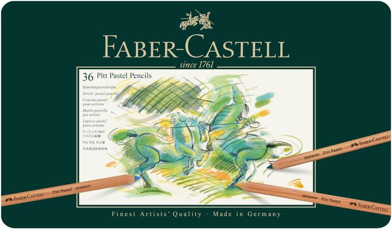 Faber-Castell 112136 - Farbstifte Pitt Pastellstifte, 36 Künstlerfarbstifte im Metalletui, verwischb