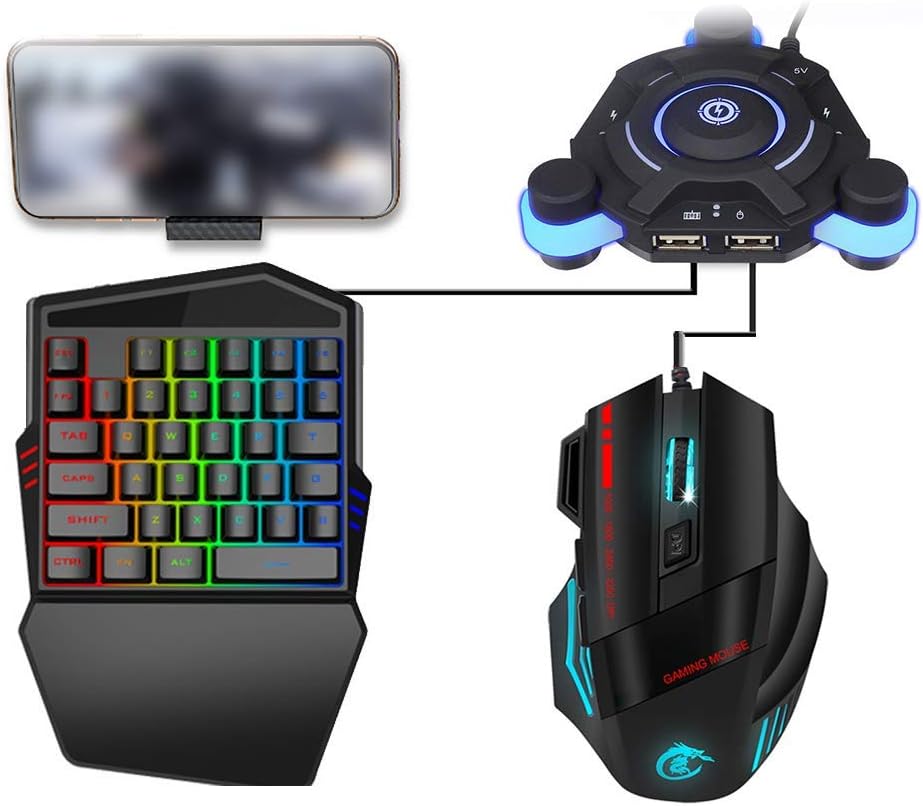 Hintergrundbeleuchtung Einhand Gaming Tastatur und Maus Kombination, 35 Tasten LED Hintergrundbeleuc