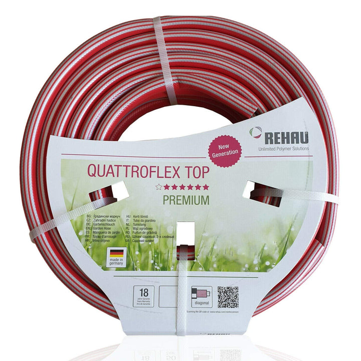 REHAU Premium-Gartenschlauch QUATTROFLEX TOP 1/2 Zoll 20m: sehr flexibel, kein verdrehen, extrem dru