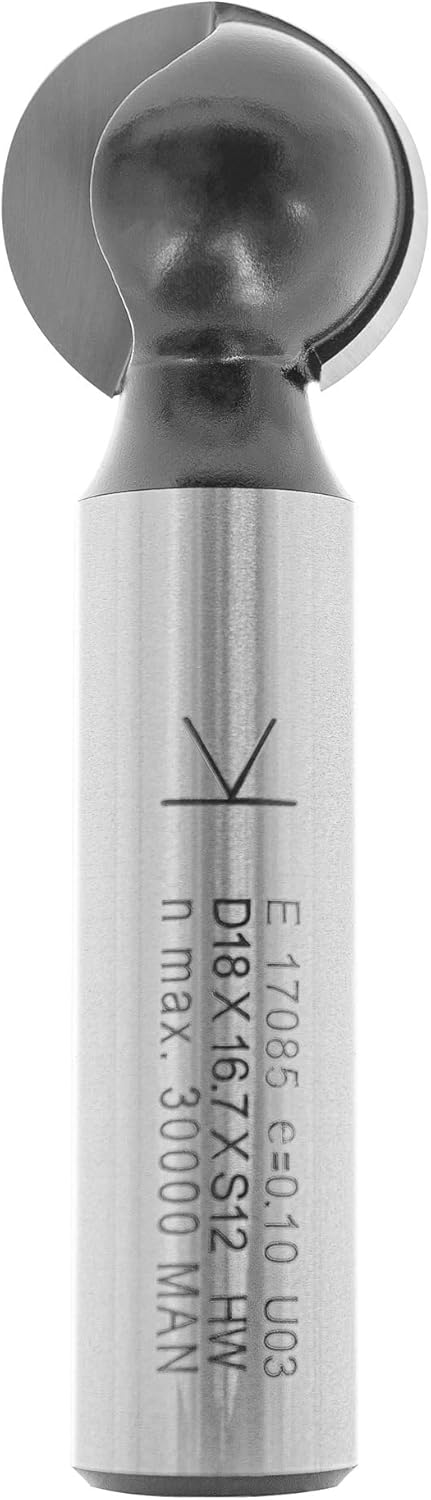 ENT 17085 Kugelfräser HW, Schaft (S) 12 mm, Durchmesser (D) 18 mm, NL 16,79 mm, R 9 mm, T 3 mm, SL 4
