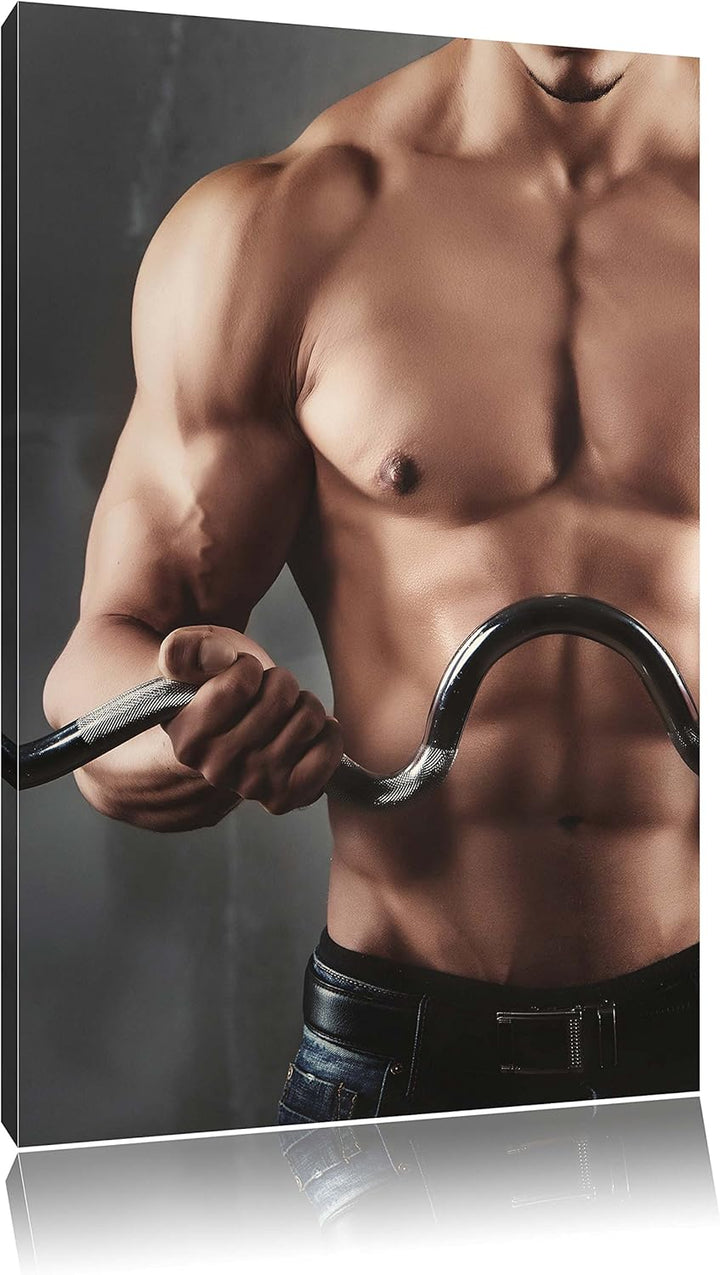 Pixxprint Bodybuilding, Format: 100x70 auf Leinwand, XXL riesige Bilder fertig gerahmt mit Keilrahme
