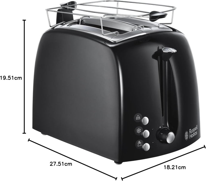 Russell Hobbs Toaster Textures+, 2 extra breite Toastschlitze, Brötchenaufsatz & integrierte Toast-Z