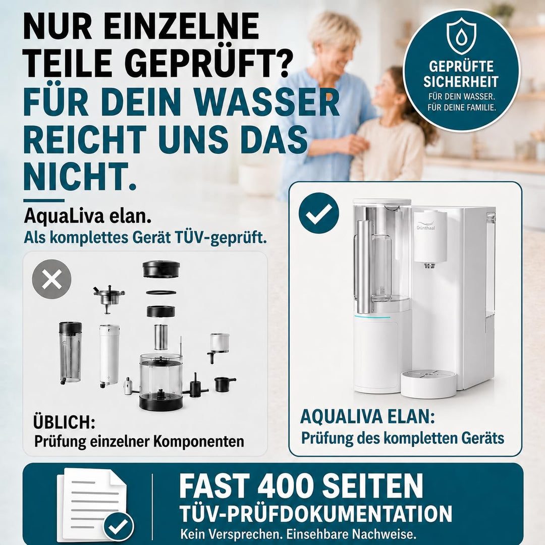 Osmoseanlage Auftisch AquaLiva elan | Umkehrosmoseanlage Trinkwasser | Ohne Installation | Wasserfil
