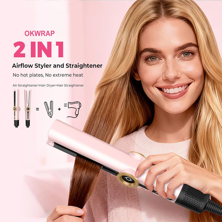 OKWRAP Air Straightener 110000RPM, Föhn Glätteisen, Haarglätter mit Luft 1200W, Glätteisen mit Föhn