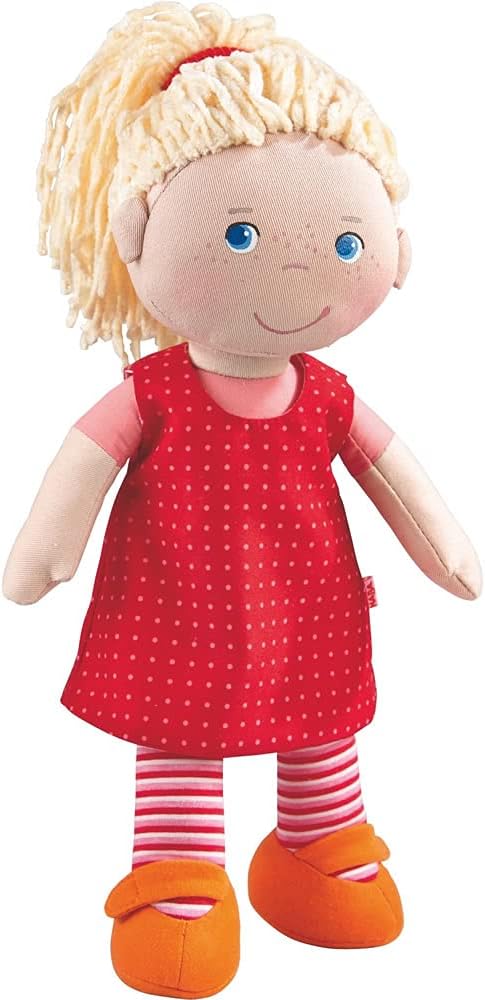 HABA 302108 - Puppe Annelie, Stoffpuppe mit Kleidung und Haaren, 30 cm, Spielzeug ab 18 Monaten Sing