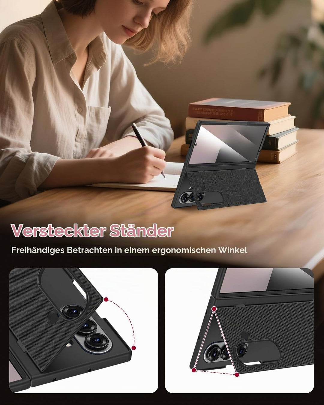 Miimall Handyhülle Kompatibel mit Samsung Galaxy Z Fold 7 Hülle mit Ständer, [HD Displayschutz] Ultr
