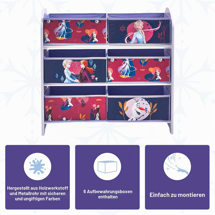Disney Die Eiskönigin Spielzeug-Aufbewahrungseinheit, 6 Boxen für Schlafzimmer, aus Holzwerkstoff/St