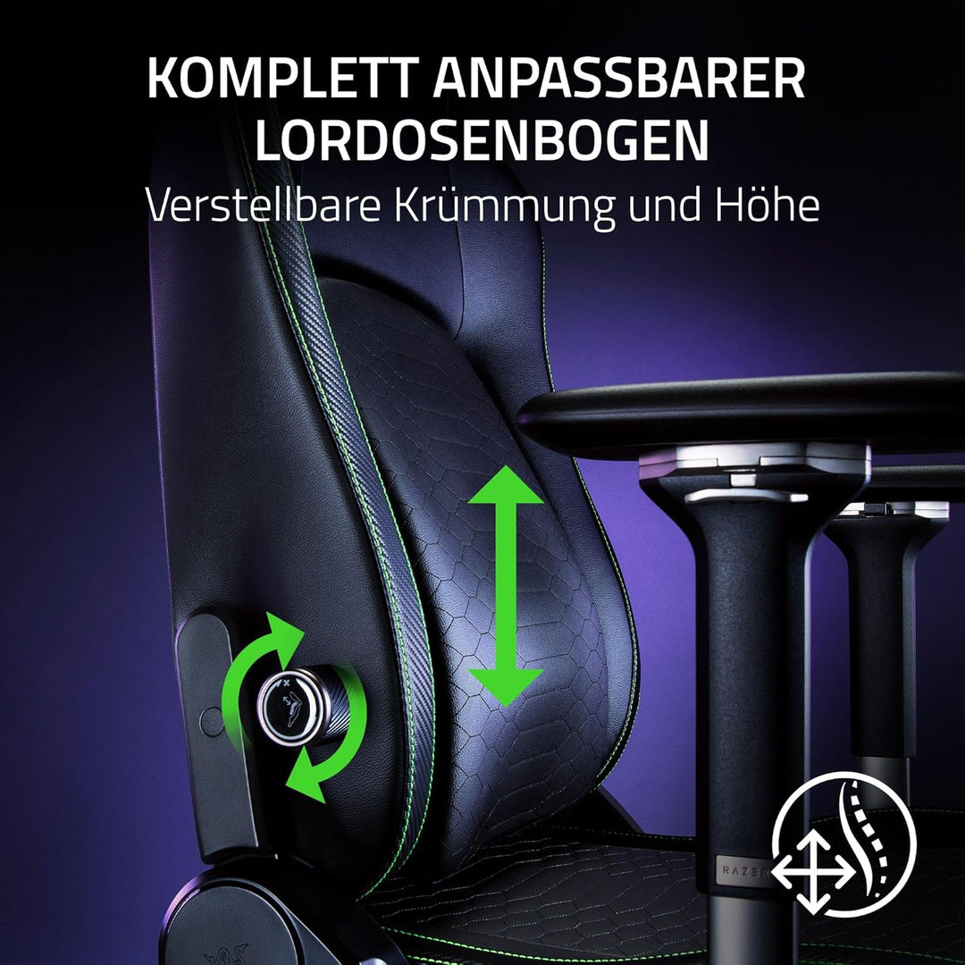 Razer Iskur V2 - Gaming-Stuhl mit adaptiver Lordosenstütze (Polster aus hoch verdichtetem Schaumstof