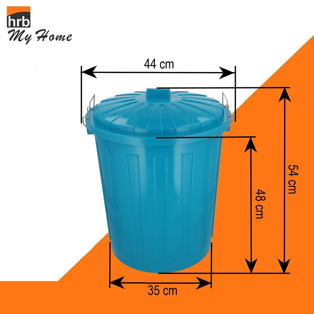 HRB Maxitonne 50 Liter Türkis, Tonne aus stabilem Hartplastik, abnehmbarer Deckel mit Verschlüssen,