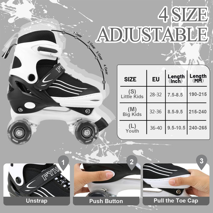 Rollschuhe für Jungen Verstellbare Kinder-Rollschuhe mit leuchtenden Rädern, lustig Leuchtend für Ju