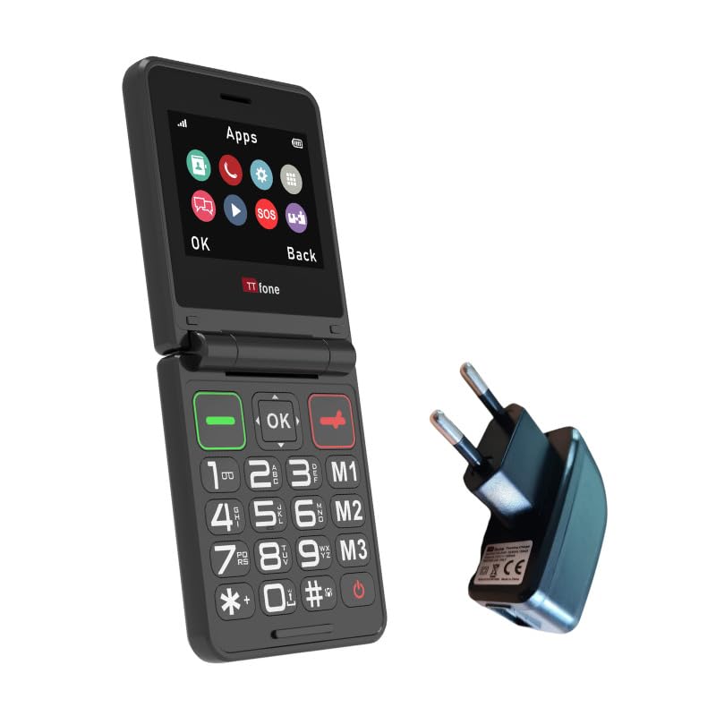 TTfone Klapphandy TT660 mit faltbarem Design, grossen Tasten, Notruf, Langer Akkulaufzeit und 3G & 4