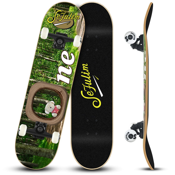 Sefulim Skateboard Adult Komplettboard 31 x 8 Zoll£¬ mit ABEC-7 Kugellager 7 Layer Ahorn f¨¹r Anf?ng