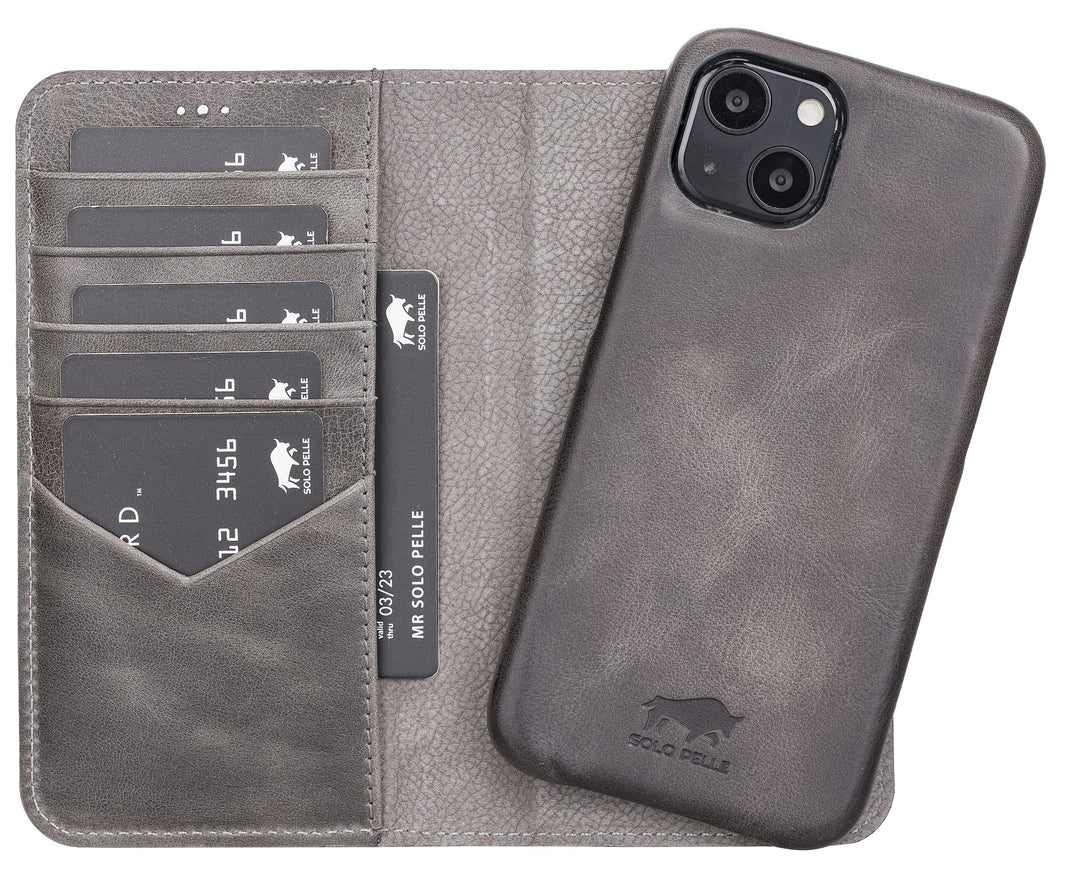 Solo Pelle Lederhülle kompatibel für iPhone 13 in 6.1 Zoll abnehmbare Hülle (2in1) inkl. Kartenfäche