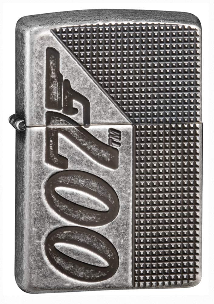 Zippo, James Bond-Feuerzeug, offizielles Lizenzprodukt, windsicher, langlebig Silberfarben Antik-opt