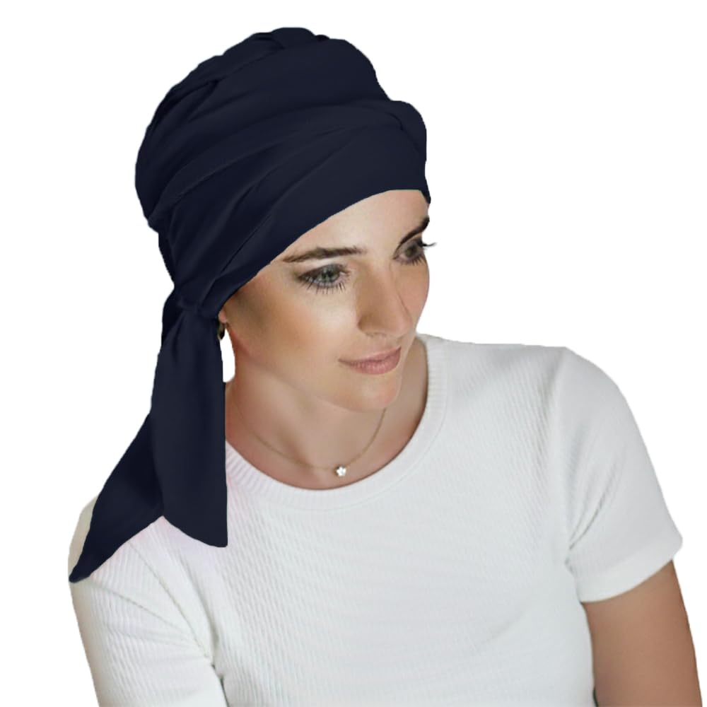 CAREBELL Smooth Onkologe Mütze aus Bambus für Chemotherapie oder Alopezie Marineblau, Marineblau