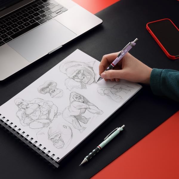 rOtring Tikky-Druckbleistifte in Pastellfarben | HB 0,7 mm | Tea Rose | mit angenehmem gummiertem So