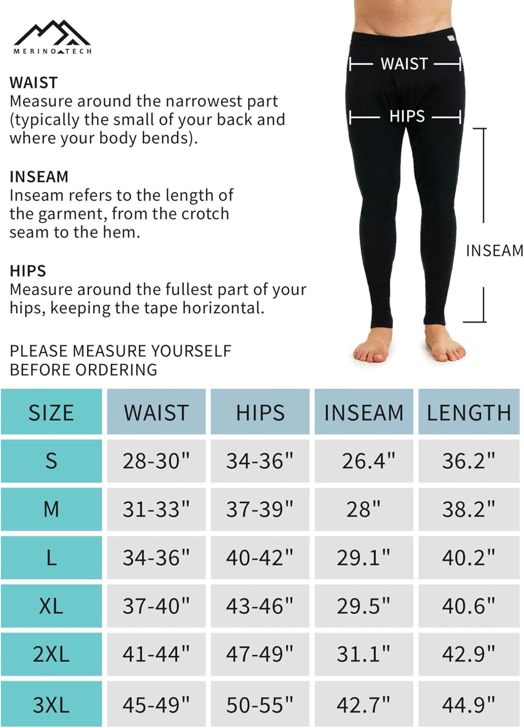 Merino Unterwäsche Herren - Lange Unterhosen Herren Merino Thermounterwäsche + Wollsocken S 165gsm L