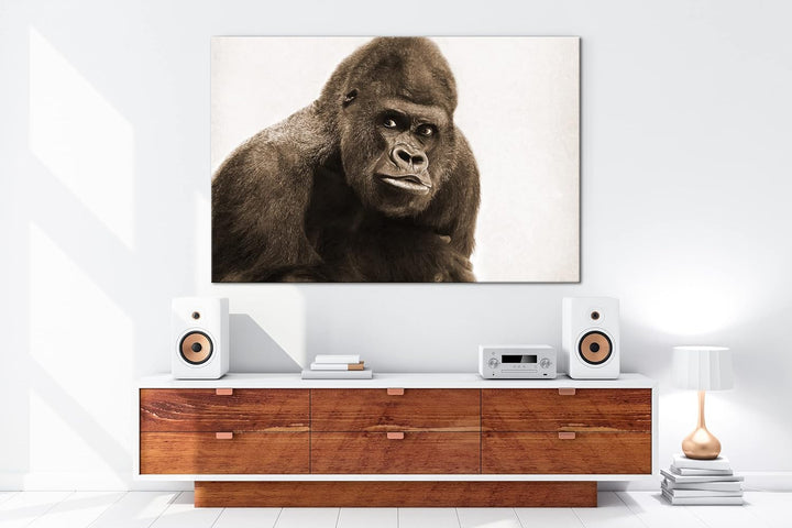 deyoli Gorilla Silberrücken Format: 100x70 Effekt: Sepia als Leinwandbild, Motiv fertig gerahmt auf