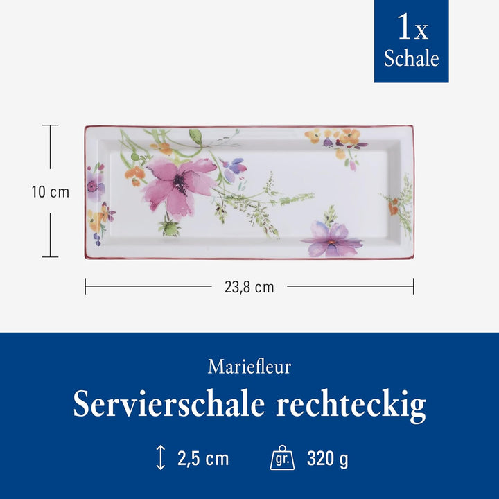 Villeroy und Boch - Mariefleur Gifts Rechteckige Schale, Servierschale aus Premium Porzellan mit flo