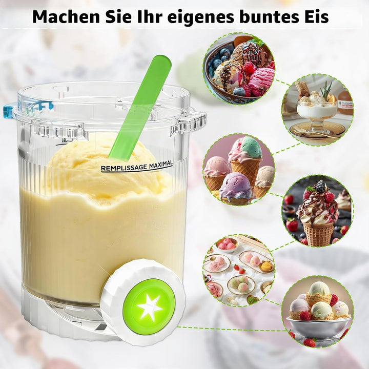 4 Stück Für Ninja Swirl Creami Behälter 480 ml Eisbehälter, Kompatibel mit Ninja Creami NC700 &amp; NC70